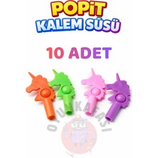 Oyun Kafası Popit Kalem Süsü 10’lu Set | Unicorn & Dino Figürlü Stres Oyuncağı Kalem Aksesuarı