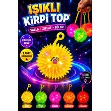 Oyun Kafası Işıklı Kirpi Top Karışık Renk 1 Adet LED Işıklı Dikenli Zıp Zıp Top Askılı Oyuncak