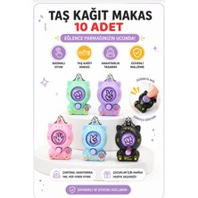 Oyun Kafası Taş Kağıt Makas 10 Adet Basmalı Mini Oyun Süs Karışık Renk 1 Adet (Mavi-Mint-Lila-Pembe-Siyah)