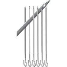 6 Adet Paslanmaz Çelik Tokat Kebabı Şişi 30CM Ucu Delik Özel Ürün 7X2MM Kancalı Yassı Kebap