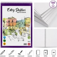 Lona Lucy A4 Spiralli Eskiz Defteri, 100 Gr/m² Kalın Kağıt, 50 Yaprak, Çizgisiz, Karakalem ve T
