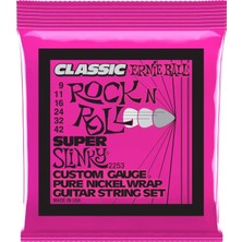 Ernie Ball Süper Slinky Klasik Rock 'n' Roll Elektro Gitar Telleri, Saf Nikel Yara, Ölçü 9-42