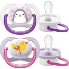 Philips Avent Ultra Air Emzik, Kız Bebekler Için 0-6 Ay, 2'li Paket, Ortodontik Silikon, Geniş Ha