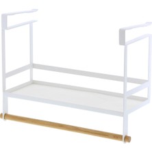 Alt Raf Baharat Rafı Beyaz Çelik Ahşap Minimalist 32 5 x 12 5 x 24 5 cm