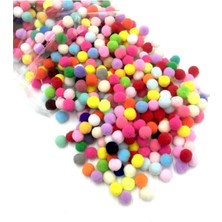 Hobialem Ponpon, 10 Mm, Renkli Ponpon, 100 Lü Paket, Peluş Ponpon, Minik Ponpon