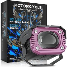 Motosiklet Çakar Modlu Lazer LED Sis Farı 2 Adet Çift Renk Beyaz Sarı Ultra Güçlü Sis Farı