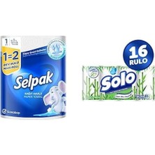 Selpak Kağıt Havlu Dev Rulo 1=2 ve Solo Tuvalet Kağıdı Bambu Katkılı 16'li