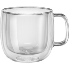 Sorrento Çift Camlı Kulplu 2'li Cappucino Bardak Seti, Cam, Şeffaf, 450 ml