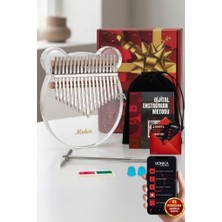 Midex KLX-6000 Şeffaf Cam Kalimba Paslanmaz Çelik 17 Tuşlu Çekiç Çanta Metod Full Set