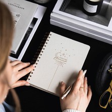 Paperora A5 Spiralli Keten Süresiz Planlayıcı Ajanda Krem