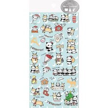 Tatlı Panda ve Yılbaşı Temalı Parıltılı Sticker Seti • Bullet Journal