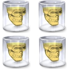 Senon Crystal Head Kuru Kafa 4'lü Shot Bardak Seti Tekila Bardağı Kuru Kafa Tasarımlı Isıya Da