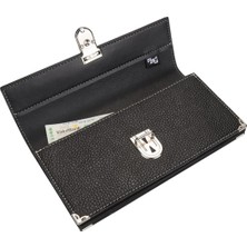 Çek ve Senet Portföyü Unisex Mini Bag Organizer 13 Cepli Vegan 13,5X24 Cm.,siyah