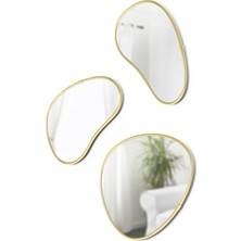 Hubba Pebble Duvar Montaj Aynaları, 3'lü Set, Pirinç