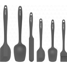 Dayanıklı Yanmaz Yapışmaz Silikon Spatula Seti 6 Parça Gri
