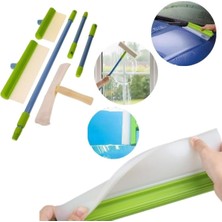 Cam Temizlik Kiti, Silikon Su Çekme Aparatı, Mikrofiber Bezli Başlık, Uzatma Sapı