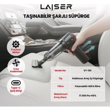 Laiser Mini, Katlanabilir LED Ekranlı 17.000 Pa 3 In 1 Çekme-Vakum-Üfleme Özellikli Şarjlı Ara