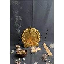 Zeroxo Feng Shui Buda Objesi - Şans ve Huzur Sembolü Dekoratif Taş Altın 10 x 10