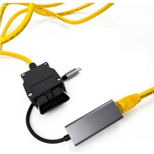 Jfınd Ohp Enet Obd2 Kablosu (Enet Kablosu + USB Tip C) Bmw Enet Kablo Obd2'den RJ45'E Dönüştürü