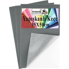 Gri Yapışkanlı Keçe 35X50 cm 3 Adet 2.0 mm Kendinden Yapışkanlı Renkli Hobi Keçesi Elişi Ke