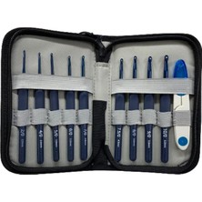 Elegant Blue Çantalı Ergonomik Silikon Tığ Seti Fw3