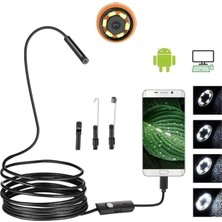 Microcase 3'ü 1 Arada Endeskop Kamera Mikrofon USB 2.0 Micro USB ve Type-C 6 LED Su Geçirmez 2 Met