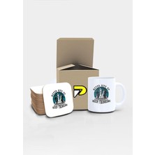 Satranç Never Give Up Tasarımlı Baskılı Kupa Bardak Seti, Eğlenceli Özel Hediye Mug