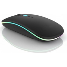 Kablosuz Mouse, Çift Modlu (Bluetooth 5.0 + 2.4ghz Usb) Şarj Edilebilir Rgb Işıklı Sessiz Mouse