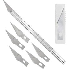 Kretuar Bıçağı 5 Yedek Bıçaklı 1 Paket Hobi Maket Tasarım Neşteri Çelik Alaşımlı Paslan