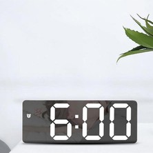 Modern LED Dijital Masa Saati Alarm Termometre Tarih Aynalı Masaüstü Saat Siyah Plastik Digital