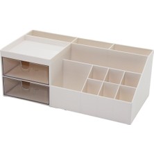 2 Çekmeceli + 12 Bölmeli Plastik Makyaj - Takı Organizer 12X24CM- Y: 4-6-7-8-9cm (5264)