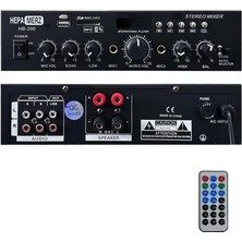 Hepa Merz HB-200 Stereo Mixer Amfi 4-8 Ohm 2 Çıkışlı 2X100W Anfi Bluetooth USB