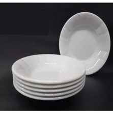 Biodata 12 Adet Beyaz Oluklu Melamin Çukur Yemek Tabağı 18X3CM Pilav, Kuru Nohut Çok Hesaplı Sulu Yemek Kabı
