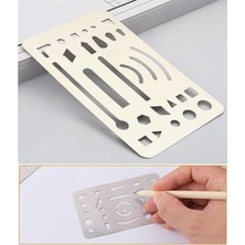 Silgi Şablonu Metal 5.5x8.5 cm 1 Adet Paslanmaz Çelik Silgi Şablonu Çizim Şablonu Cetveli Mimar