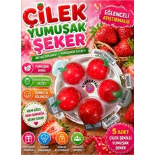 Oyun Kafası Çilek Şekilli Yumuşak Şeker 5 Adet Jel Şeker Meyve Aromalı Eğlenceli Atıştırmalık