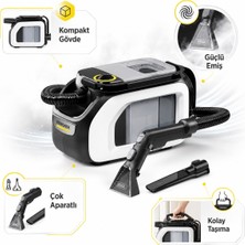 Karcher Compact Halı Yıkama Makinesi 500W Halı Koltuk Döşeme ve Araç Içi Derin Temizlik, Kompakt Tasarım, Alman Teknolojisi