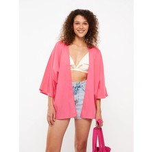 LC Waikiki Lcw Eco Pembe Şal Yaka Düz Poplin Kadın Kimono