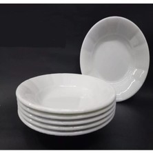 Biodata 6 Adet Beyaz Oluklu Melamin Çukur Yemek Tabağı 18X3CM Pilav, Kuru Nohut Çok Hesaplı Sulu Yemek Kabı