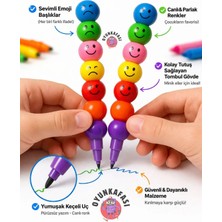 Oyun Kafası Emoji Başlıklı Keçeli Kalem 2 Adet – Renkli Eğlenceli Çocuk Kalemi Karne Hediyesi
