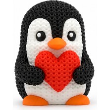 Yapı3D Sevimli Kalpli Penguen Dekoratif Figür | Örgü Dokulu Masaüstü Süsü Dekoratif Obje Ev Ofis Raf Dekoru