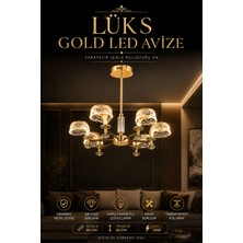 Elvora Home Modern (Premium) 6'lı Gold 3 Renkli Yuvarlak Tasarım Şık Ledli 28W Sarkıt Avize Salon Mutfak Oturma Odası Avizesi Modelleri