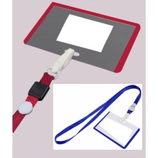 Artlantis Kırmızı Ipli Yaka Kartı 10 Adet Ayarlanabilir Boyuna Asma Kimlik Koruyuculu Pvc Kırm