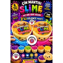 Oyun Kafası Çin Mantısı Slime 2'li Set | Işıltılı Esnek Slime Oyuncağı | 6 Farklı Renk | Çocuk Duyu Gelişim Oyunu | Karışık Renk Gönderim