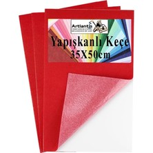 Kırmızı Yapışkanlı Keçe 35X50 cm 3 Adet 2.0 mm Kendinden Yapışkanlı Renkli Hobi Keçesi El