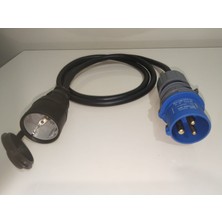 Kırkdabir Kauçuk Ups Kapaklı Priz ve Cee Norm 3/16A Fişli 3x2,5mm Ttr H05VV-F Adaptör Kablo