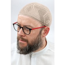 İhvan Online Ilmek Dantel Örme Namaz Takkesi - Bej