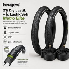Heugers Metro Elite 26X1.75 (47-559) 3mm Zırhlı Reflektörlü Şehir ve E-Bike - Ön Arka Iç + Dış Lastik Seti