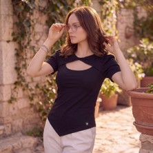 Flare Premium Pencere Detaylı Pamuklu Kadın Bluz