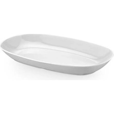 Biodata 6 Adet Beyaz Melamin Kayık Tabak 24X14CM Orta Boy Salata Mezetabağı