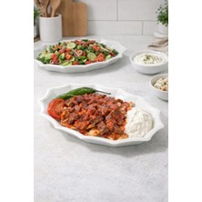 Biodata 33X20 cm Melamin Kayık Tabak Servis Tabağı Salata Meze Sos Sunum Tabağı Duble Iskender Tabağı 1 Adet